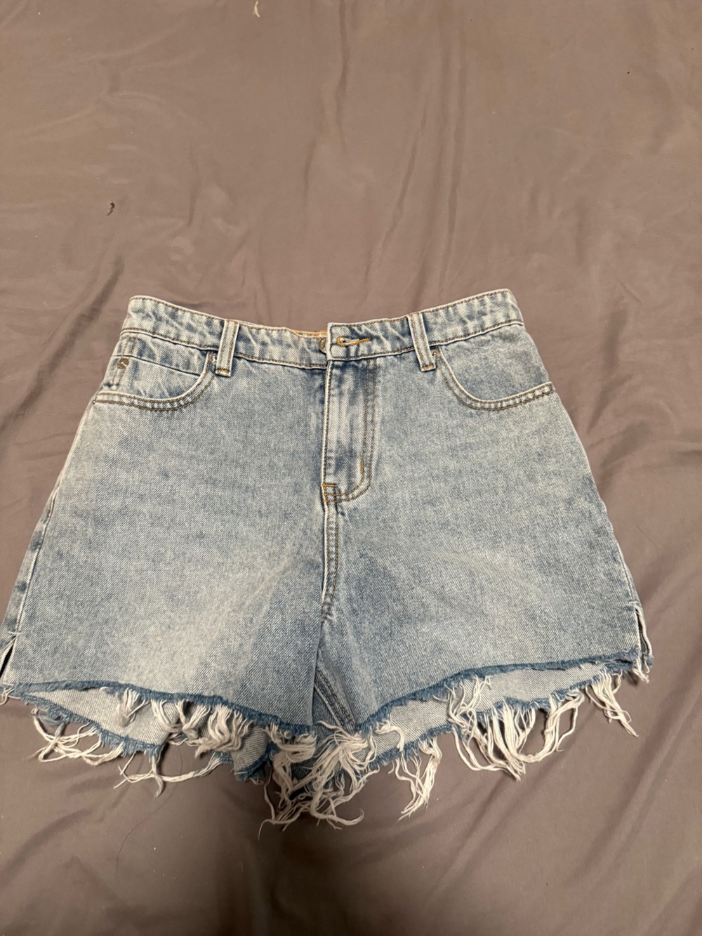 Light Blue Distressed Denim Shorts